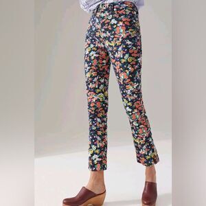Maeve Anthropologie Gardenia Ultra High Rise Slim Straight Floral 30P NWT